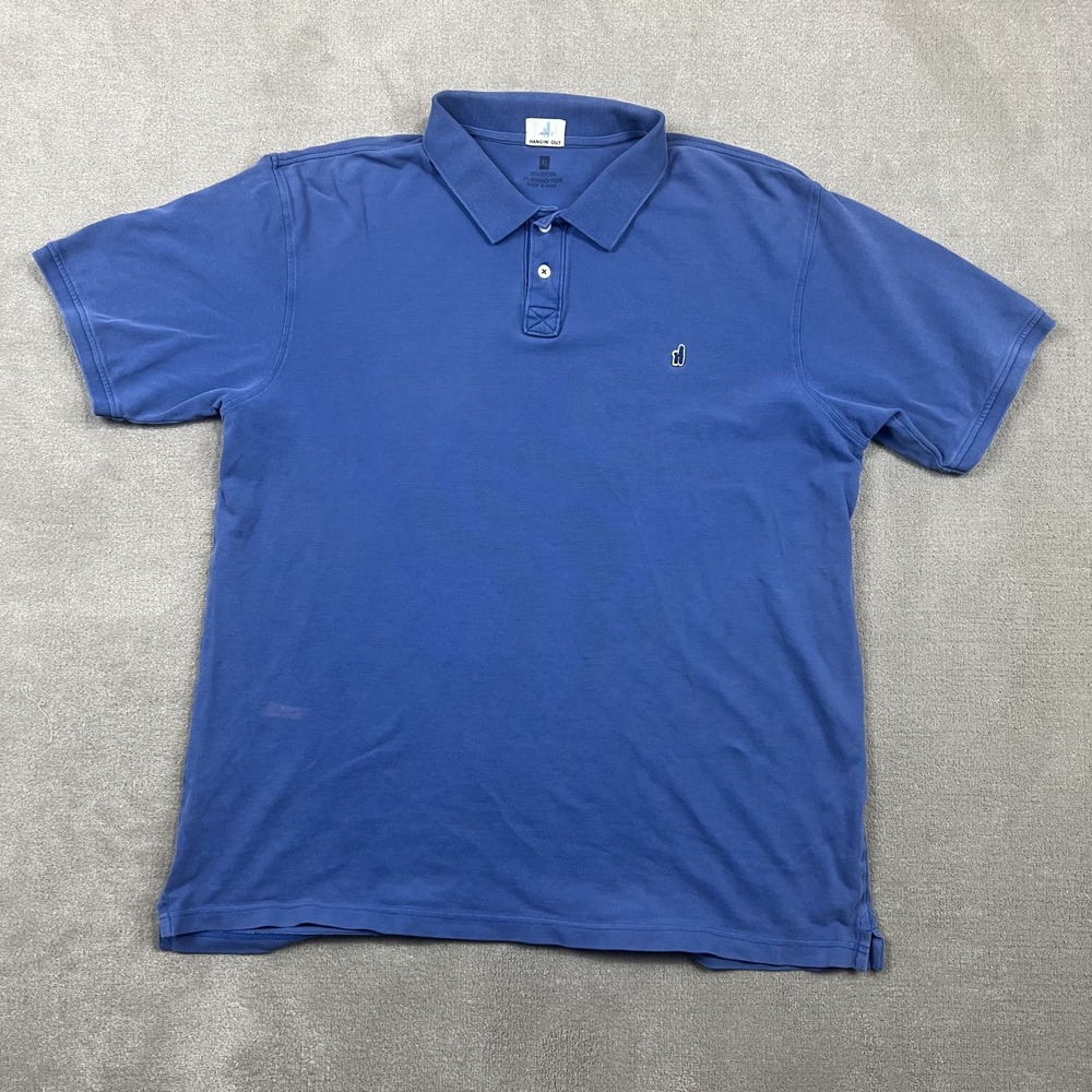 Johnnie-O Hangin Out Polo Shirt Mens XL Blue Short Sleeve Cotton Spandex Pique